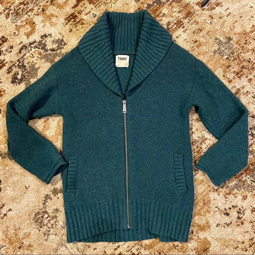 100% Wool Cowl Neck Zip-Front Sweater (Aritzia)